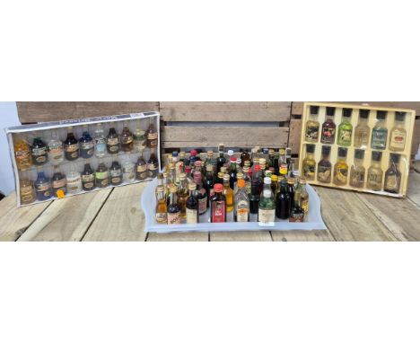 Tray of collectable miniature spirits; Boxed Marie Brizard, Windjammer, Vodka, Port and many others.