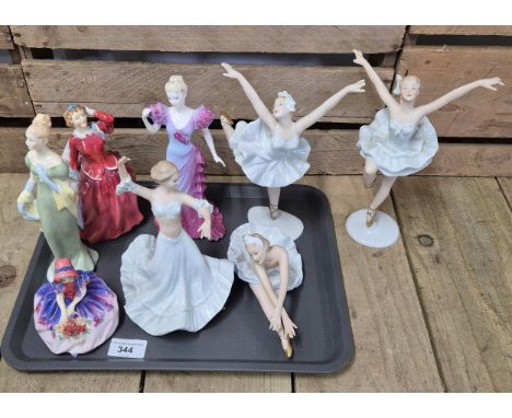 A tray of collectable porcelain figures; Royal Doulton figure Blithe morning, Lorna Hn2311, Monica Hn1467,Coalport figure &am