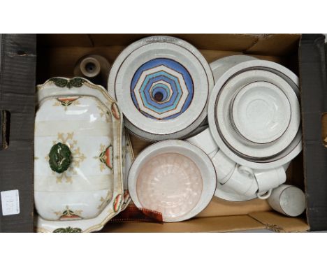 A collection of pottery to include Poole Parkstone lagoon dinner ware and  Burleigh ware tureeen & cover  (25)