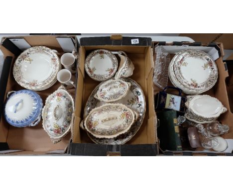 A collection of pottery to include Victorian sterling part dinner set to include rimmed bowls, tureens, dinner plates, side p