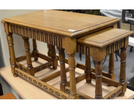 Light Oak nest of three tables 