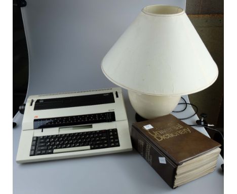 Large ceramic BHS table lamp, Electric typewriter and Websters Universal dictionary (3) 