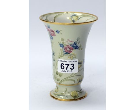 Moorcroft Macintyre vase decorated in the forget me not design on unusual light green ground, height 14.5cm