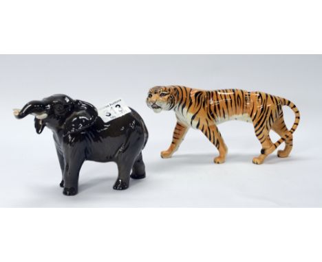 Beswick Tigress 1486 and Elephant trunk stretching 974 (2)