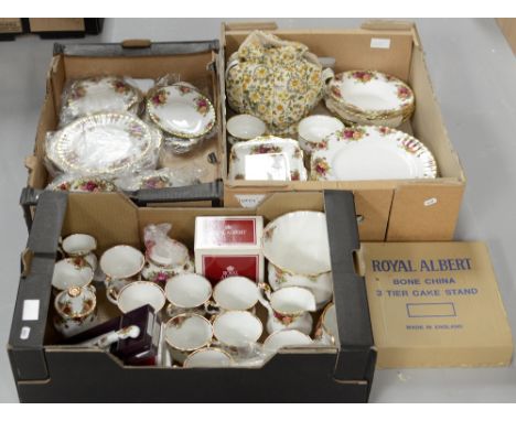 A collection of Royal Albert Old Country Roses part dinner set to consist of Teapot, cups and saucers, plates, pasta bowls, s