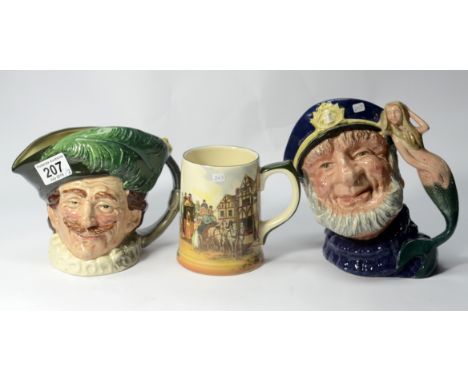 Royal Doulton large character jugs Cavalier, Old Salt and Old Coaching Days series ware tankard  (3)