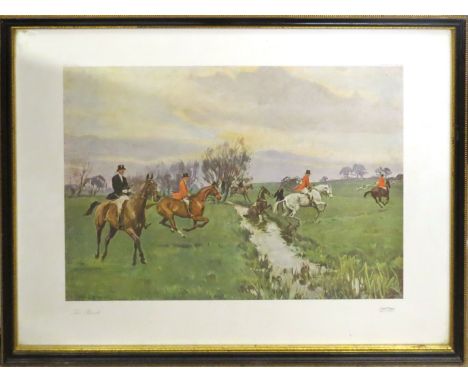After Charles Simpson, "The Brook" and "Breaking away", pair of coloured prints, copyright F R London, 30 x 46cm