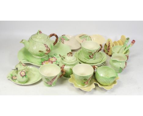 Carlton Part Tea Set 'Foxglove' To Include Teapot, Two Milk Jugs One With Small Saucer, Lidded Pot With Small Ceramic Knife, 