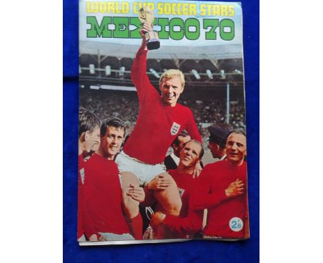 Trade cards, Football FKS World Cup Soccer Stars Mexico 70 complete album cards stuck down, includes Pele (Brazil).  Couple i
