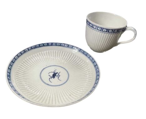 A Worcester cup and saucer with reeded design