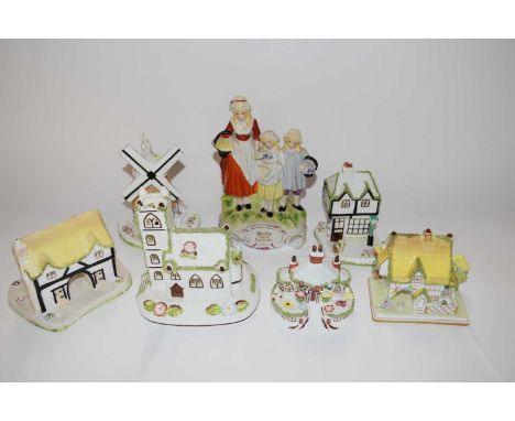 Group of cottages by Coalport including village Church, The Masters House etc together with a Yardley Lavender figure and a m