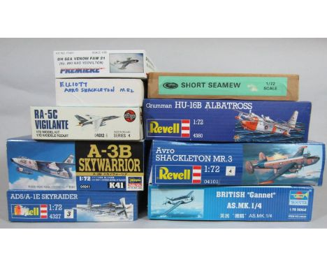9 model aircraft kits relating to maritime planes, all un-started, including kits by Revell, Hasegawa, Airfix, Premiere, Cont