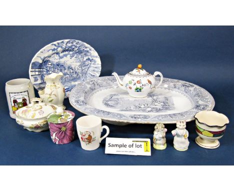 An extensive collection of 19th century and later ceramics including a Victorian Ashworth meat plate in the Lake pattern, var