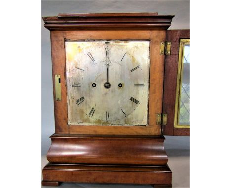 R Payne of 163 New Bond Street, London, walnut cased twin fusee bracket clock engraved silver dial set within a stepped bombe