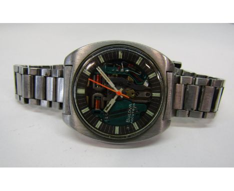 1960s gent Bulova Accutron Spaceview, T model, M9 signed 21276 on paperwork, open dial exposing movement with lume baton mark