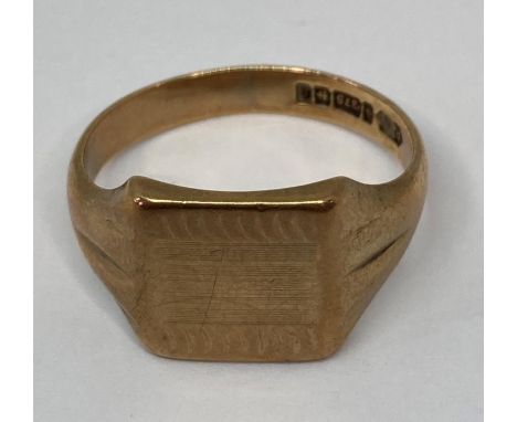9ct signet ring, size P, 5g 