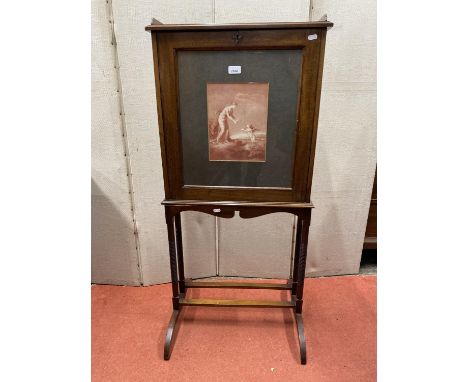 An Edwardian mahogany inlaid writing desk or folio stand, the fall flap revealing a fitted interior enclosed by a glazed pane