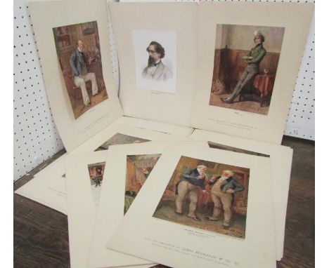 A folder of coloured prints after Frank Reynolds showing scenes from the works of Charles Dickens, presented with the complim