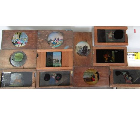 Large collection of various magic lantern slides mainly illustrations and political commentary