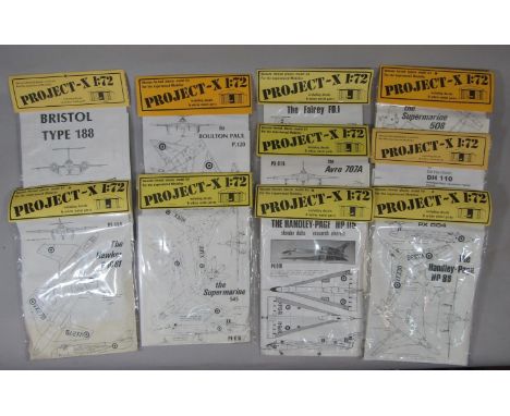 10 Project X 1:72 scale vacuum formed model aircraft kits made by Maintrack Hangar Productions, all un-started in sealed pack