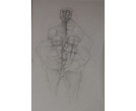 Ralph Brown RA (1928-2013) - Bathing Woman, abstract drawing in pencil on paper, unsigned but with label verso Ralph Brown an