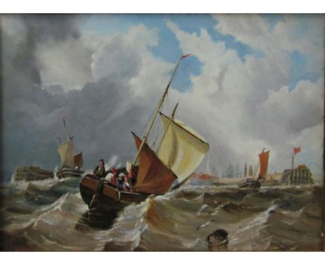 A 19th century, oil on board, seascape of a rough sea, signed Edward J Ellis (1841-1895) 