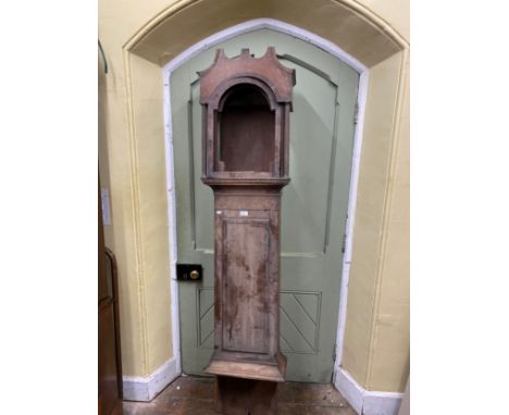 The remains of a 19th century longcase clock, broken arch painted dial and eight day striking movement, together with two wei