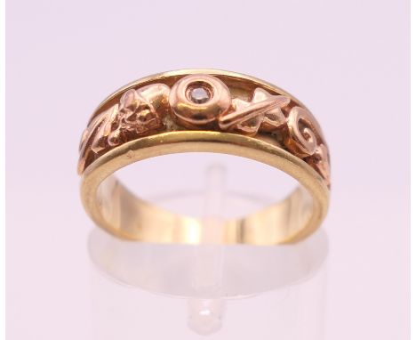 A 9 ct gold and diamond Clogau ring.  Ring size J/K. 4.4 grammes total weight.