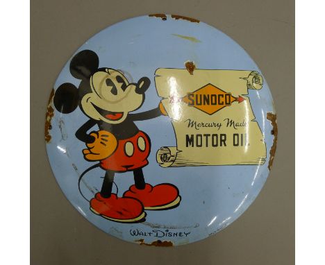 An enamel Micky Mouse sign. 29 cm diameter.