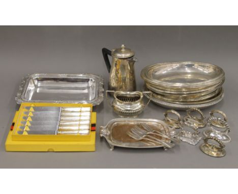 A quantity of various silver plated ware.