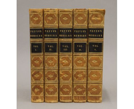 Pepys (Samuel), Memoirs Edited by Richard Lord Braybrooke, Henry Colburn, 1828, second edition, 5 volumes, contemporary calf,
