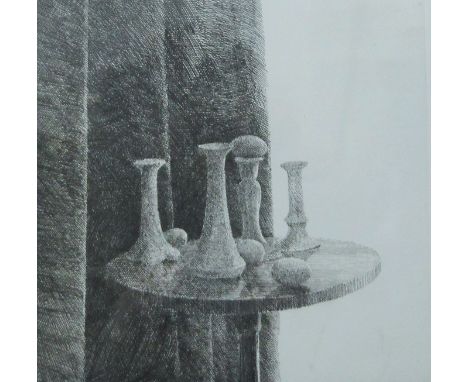 DAVID TINDLE RA (born 1932) British (AR), Table and Curtain, etching, artist's proof, signed in the margin, framed and glazed