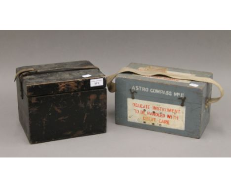 A boxed Astro compass, a gas mask, a meg tester, etc.