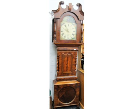 A 19th century North Country mahogany cased longcase clock, the painted dial inscribed 'J Cowley Ilkdston'. Approximately 237