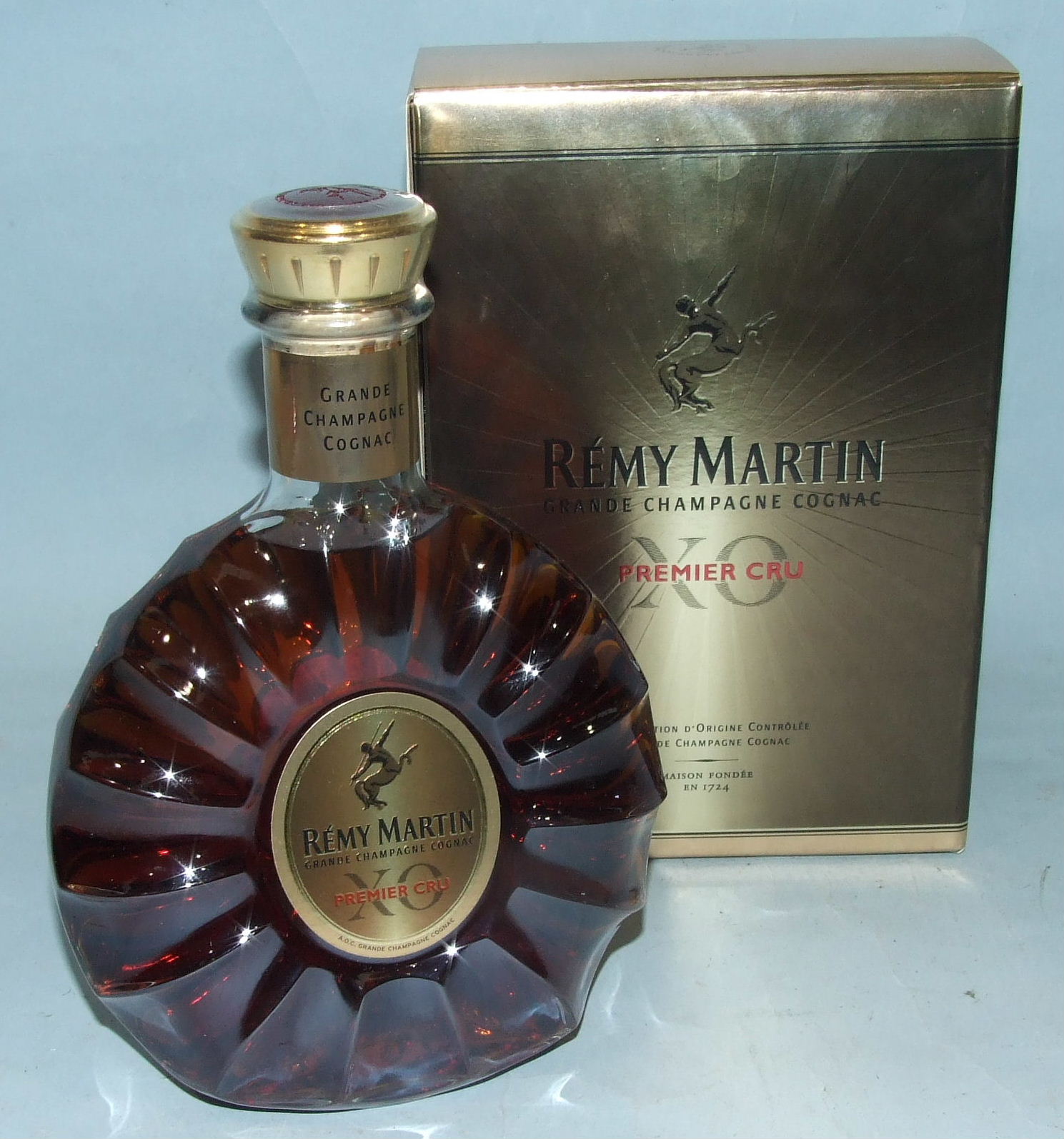 Remy Martin Grande Champagne Cognac Premier Cru XO, boxed.