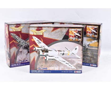 THREE BOXED LIMITED EDITION CORGI AVIATION ARCHIVE  1:72 SCALE STRIKE EAST JUNE 1941- MAY 1945 DIECAST MODEL AIRCRAFTS, the f