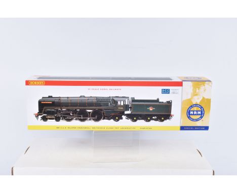 A BOXED OO GAUGE HORNBY RAILWAY MODEL CLASS 7MT BRITANNIA 4-6-2 LOCOMOTIVE, no. 70013 'Oliver Cromwell',  in BR Green-NRM, it