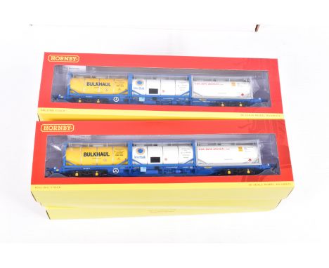 SIX BOXED OO GAUGE ROLLING STOCK CONTAINER WAGON MODELS, to include a Touax KFA Container Wagon with 3 x 20 Tanktainers TIPH 