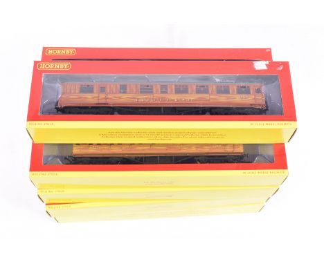 NINE OO GAUGE HORNBY ROLLING STOCK COACH MODELS, to include an ex-LNER Gresley Restaurant Buffet Car no.  E9126 in BR Teak li