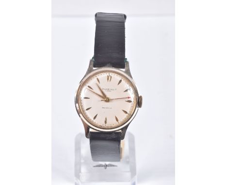A GENTS 'INGERSOLL' WRISTWATCH, manual wind, round dial signed 'Ingersoll 5 Jewels Shockproof', baton markers, gold hands, re