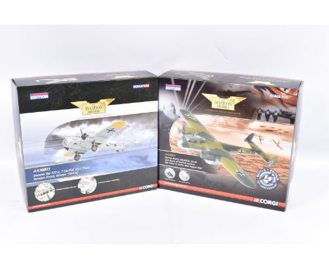 TWO BOXED CORGI LIMITED EDITION AVIATION ARCHIVE 1:72 SCALE DIECAST MODEL AIRCRAFTS, the first is a Dornier Do 17Z-2, 7 Staff