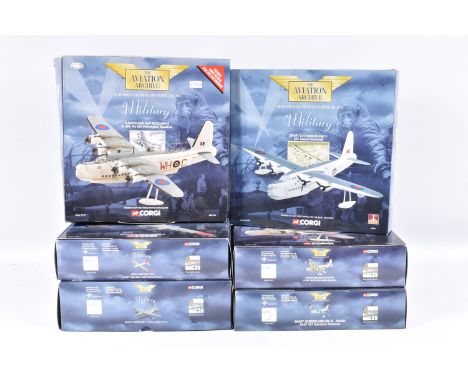 SIX BOXED CORGI AVIATION ARCHIVE 1:144 SCALE DIECAST MODEL MILITARY AIRCRAFTS, the first and second are limited edition Sunde