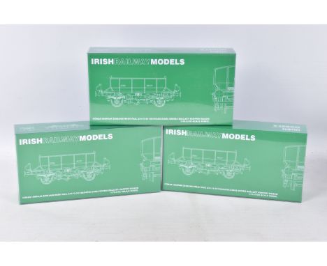 THREE BOXED OO GAUGE IRISH RAILWAY MODELS, to include a Ballast Hopper Wagon, Livery Iarnvod Eireann, wagon no.'s 24114, 2411