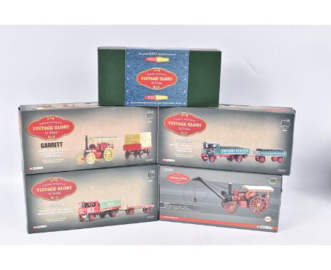 FIVE BOXED CORGI CLASSICS VINTAGE GLORY OF STEAM 1:50 SCALE DIECAST MODELS, this first is a limited edition Garrett Road Trac