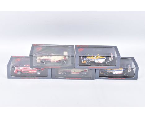 FIVE BOXED SPARK MODEL MINIMAX VEHICLES, the first is a Arrows A10B3rd Italian GP 1988, Eddie Cheever, numbered S3910, this i