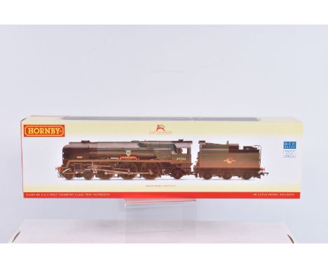 A BOXED OO GAUGE HORNBY MODEL RAILWAY Rebuilt West Country Class BR 4-6-2, no. 34003 'Plymouth', in BR Green with Late Crest 