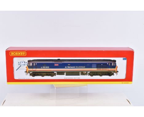 A BOXED OO GAUGE HORNBY MODEL RAILWAY NSE CO-CO DIESEL ELECTRIC, Class 50, no. 50002 'Superb', in Revised Network South East 