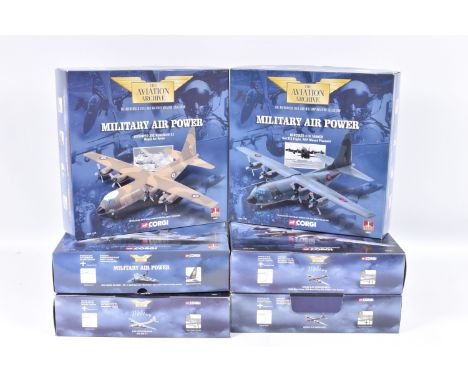 SIX BOXED CORGI AVIATION ARCHIVE 1:144 SCALE DIECAST MODEL MILITARY AIRCRAFTS, to include three 1st issue Military Air Power 