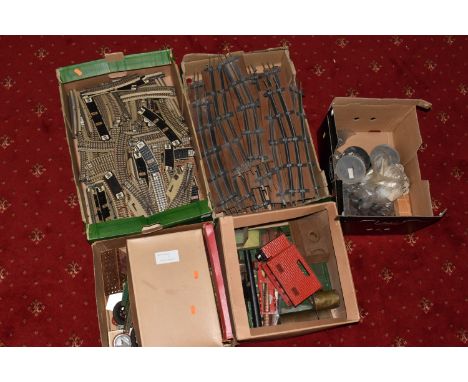 A LARGE QUANTITY OF ASSORTED THREE RAIL TRACK ETC, mixture of Marklin HO gauge and unmarked O gauge three rail track, with ra