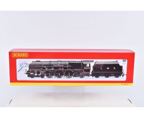 A BOXED OO GAUGE HORNBY MODEL RAILWAY LMS 4-6-2, Princell Coronation Class, no. 6233 'Duchess of Sutherland', in LMS Lined Bl